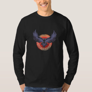 Camiseta Arte oscuro Luna roja Norse Viking Raven Negro gót
