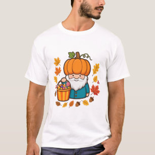 Camiseta Arte Otoñal Encantador Gnomo de Halloween