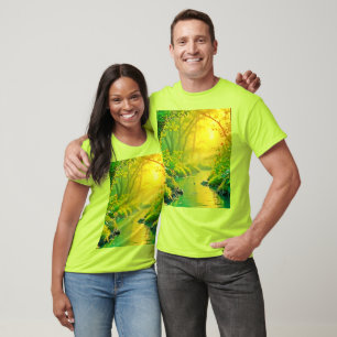 Camiseta Arte Pacífico Corriente del Bosque Dorado