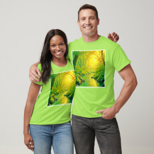 Camiseta Arte Pacífico Corriente del Bosque Dorado