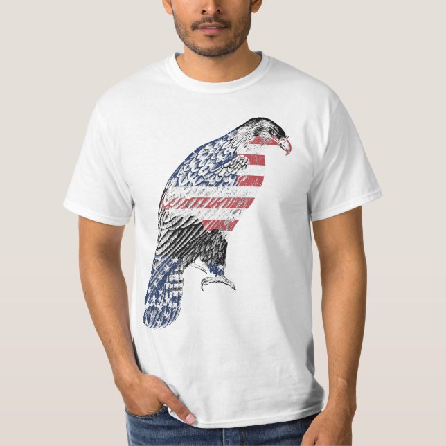 Camiseta Arte Patriótico Águila De Los Eáguila En Blanco Ro (Anverso)