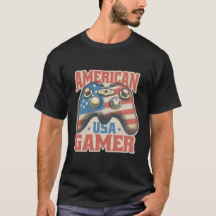 Camiseta Arte Patriótico de Controlador Gamer Estadounidens
