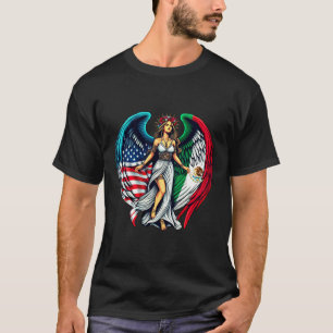 Camiseta Arte patriótico de mujer ángel con banderas de Est