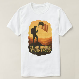 Camiseta Arte Patriótico de Senderismo Ascender Más Alto Er