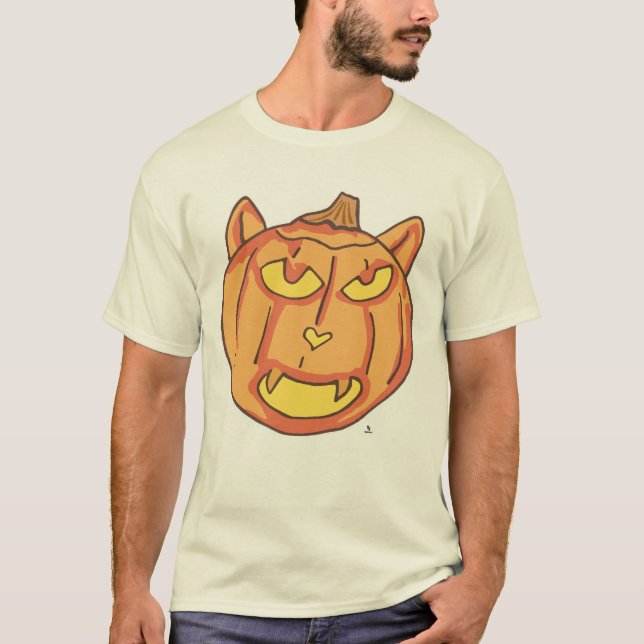 Camiseta Arte Personalizado de calabaza de gato Jack-o-Lant (Anverso)