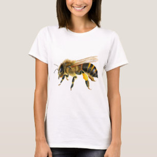 Camiseta Arte pintado a mano de la acuarela de la abeja de