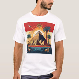 Camiseta Arte pirámide egipcio con sol y elemento cultural