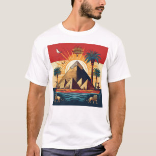 Camiseta Arte pirámide egipcio con sol y elemento cultural