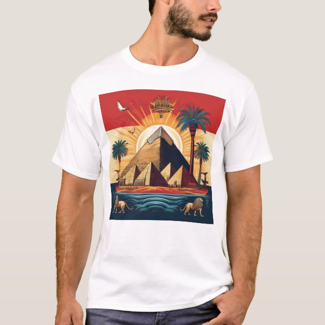 Camiseta Arte pirámide egipcio con sol y elemento cultural (Anverso)