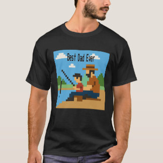 Camiseta Arte Pixel Retro Pescando a papá para el día del p