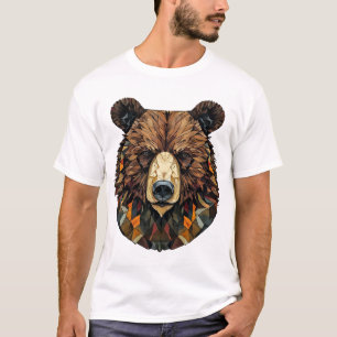 Camiseta Arte Poligonal de la Cara de un Oso