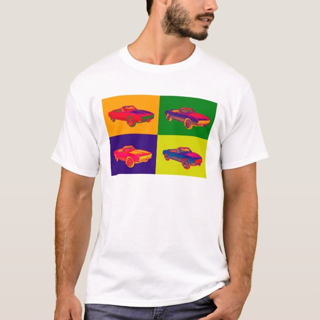 Camiseta Arte pop 1967 convertible de Chevy Camaro RS (Anverso)