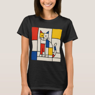 Camiseta Arte Pop Abstracto Geométrico de Gato al Estilo Mo