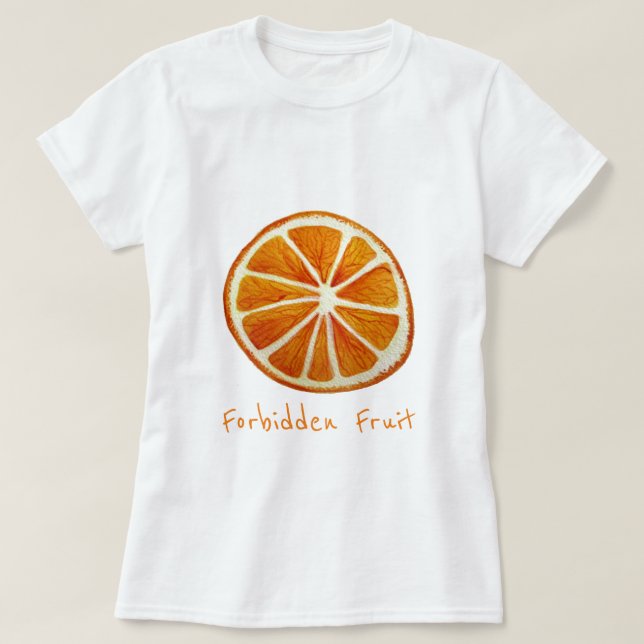 Camiseta Arte pop anaranjado jugoso prohibido de la fruta (Diseño del anverso)