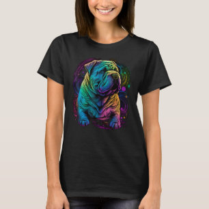 Camiseta Arte pop artístico colorido pintado Shar Pei