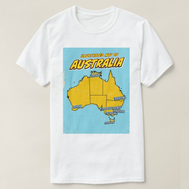 Camiseta Arte pop Australia ilustrada (Diseño del anverso)