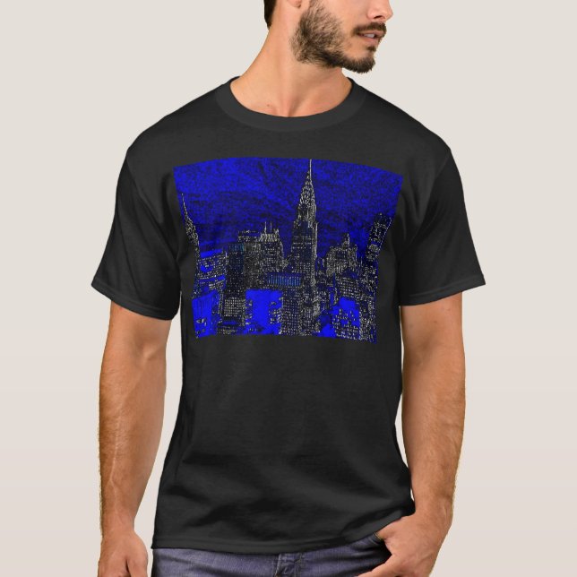 Camiseta Arte pop azul en Nueva York (Anverso)