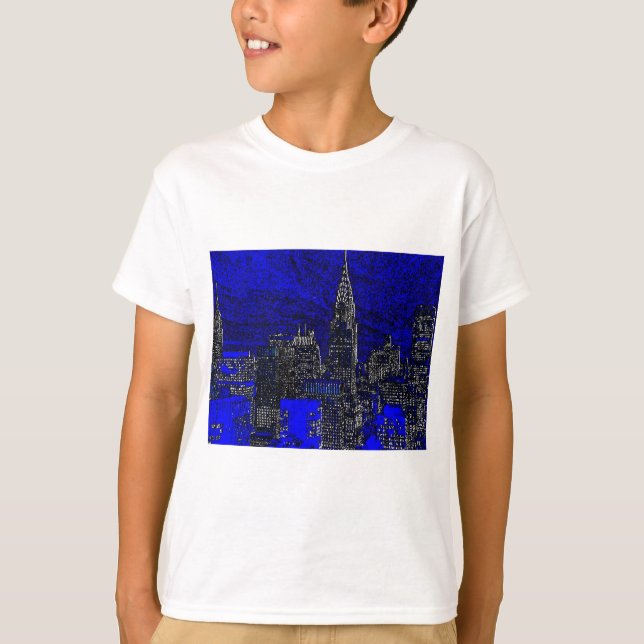 Camiseta Arte pop azul en Nueva York (Anverso)