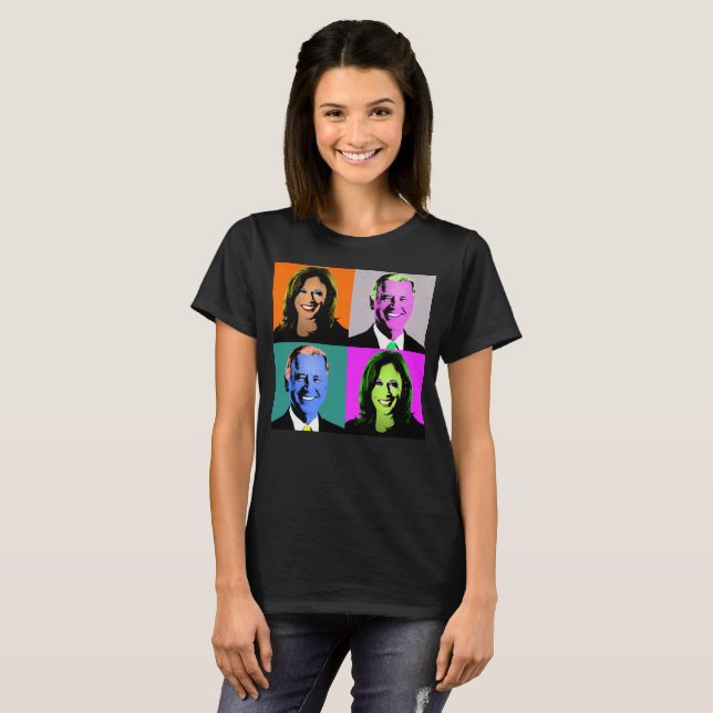 Camiseta Arte pop Biden Harris (Naranja, gris, azul, rosa) (Anverso completo)