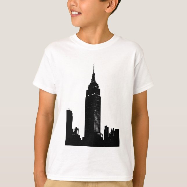 Camiseta Arte pop blanco y negro en Nueva York (Anverso)