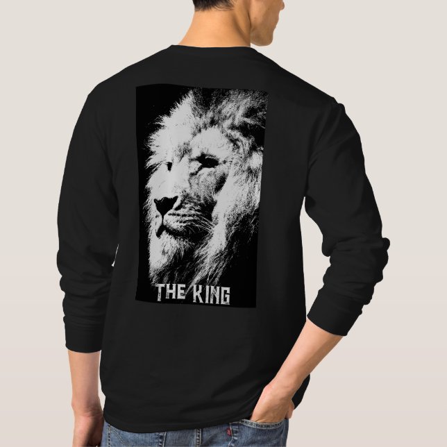 Camiseta Arte pop blanco y negro León elegante masculino mo (Reverso)