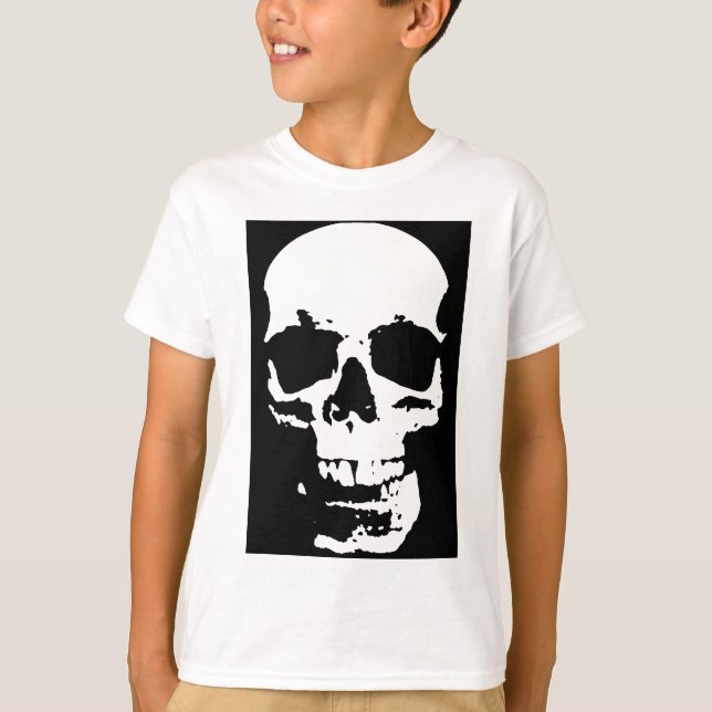 Camiseta Arte pop blanco y negro Skull estilo Guay (Anverso)