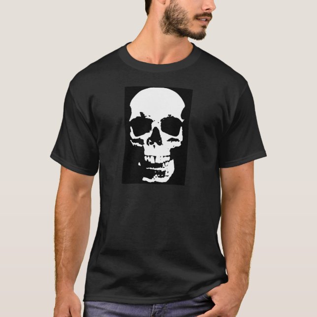 Camiseta Arte pop blanco y negro Skull estilo Guay (Anverso)
