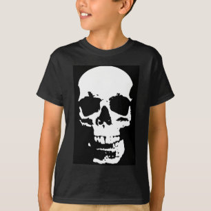 Camiseta Arte pop blanco y negro Skull estilo Guay