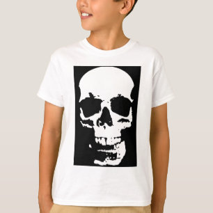 Camiseta Arte pop blanco y negro Skull estilo Guay