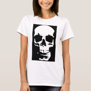 Camiseta Arte pop blanco y negro Skull estilo Guay