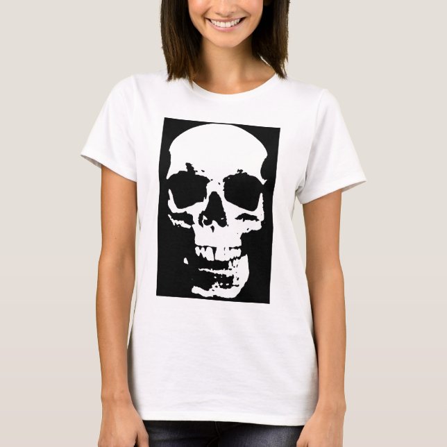 Camiseta Arte pop blanco y negro Skull estilo Guay (Anverso)