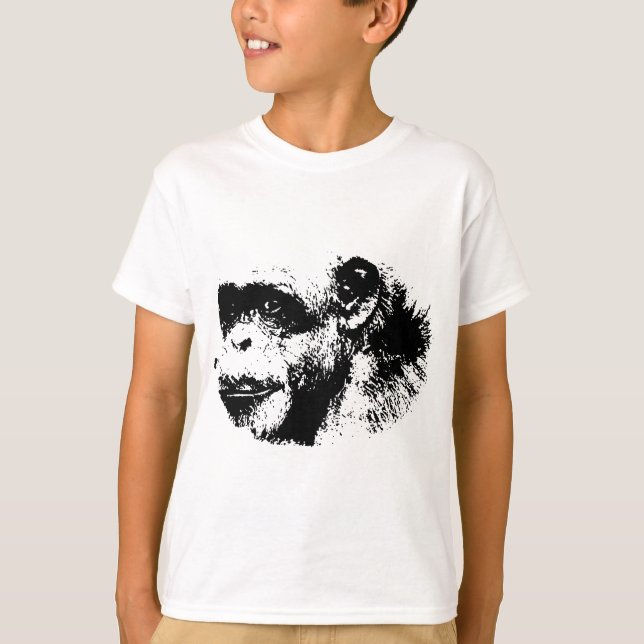 Camiseta Arte pop chimpancé negro y blanco (Anverso)