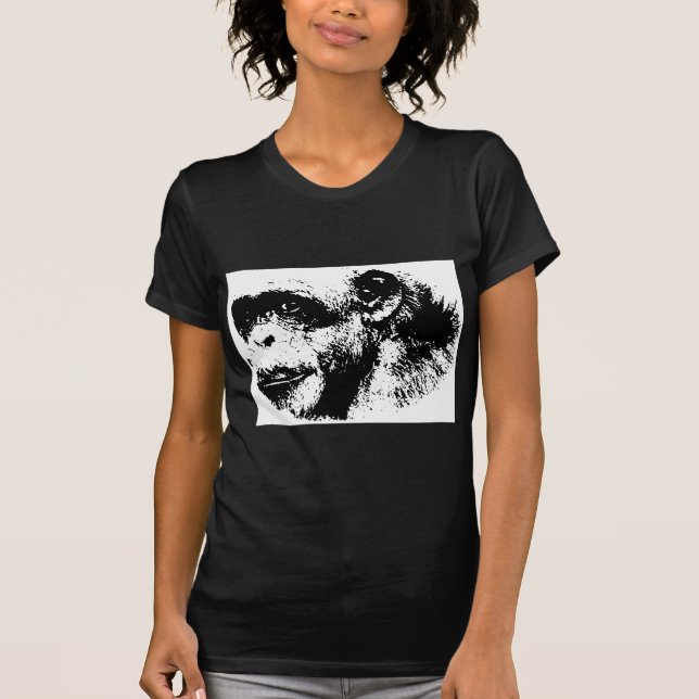 Camiseta Arte pop chimpancé negro y blanco (Anverso)