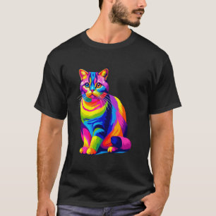 Camiseta Arte Pop Colorido Gato British Shorthair Azul Brit
