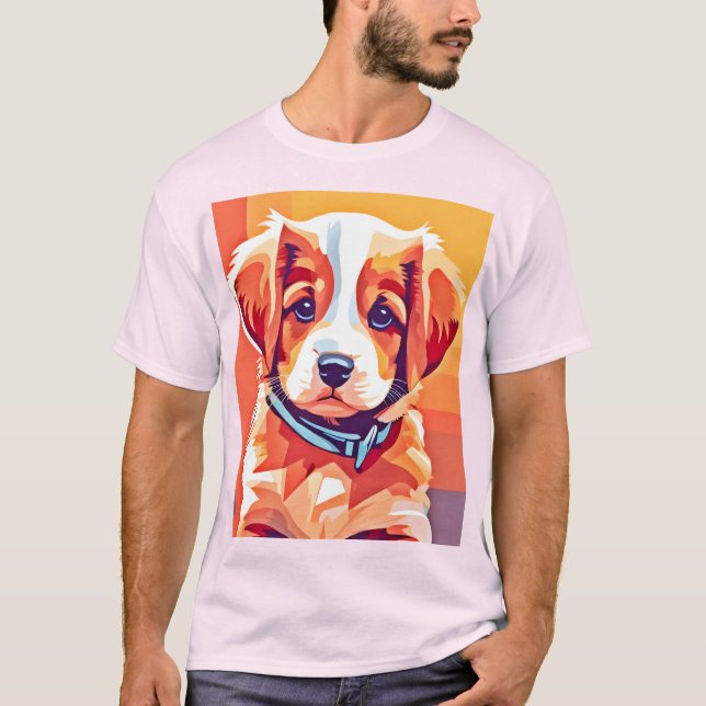 Camiseta Arte pop de cachorro curado (Anverso)