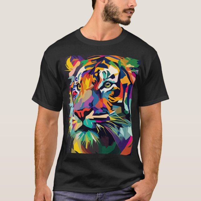 Camiseta Arte pop de cara de tigre (Anverso)