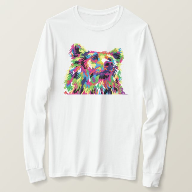 Camiseta Arte pop de colores grizzly (Anverso del diseño)