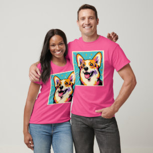 Camiseta Arte Pop de Corgi Colorido Divertido