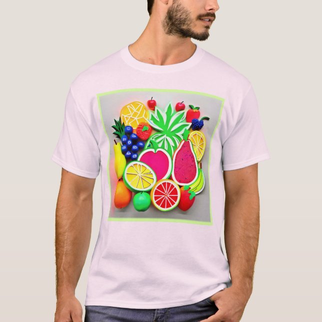 Camiseta Arte Pop de Frutas Coloridas (Anverso)