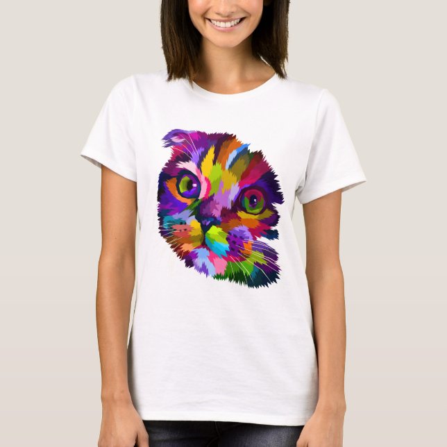 Camiseta Arte pop de gatitos multicolor (Anverso)