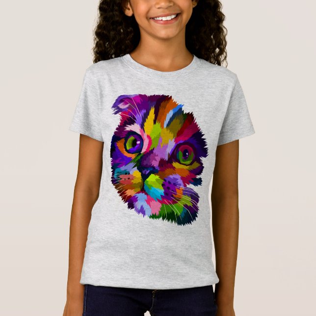 Camiseta Arte pop de gatitos multicolor (Anverso)