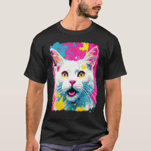 Camiseta Arte Pop de Gato Blanco