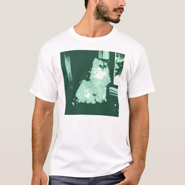 Camiseta Arte pop de gato de pelo largo (Anverso)