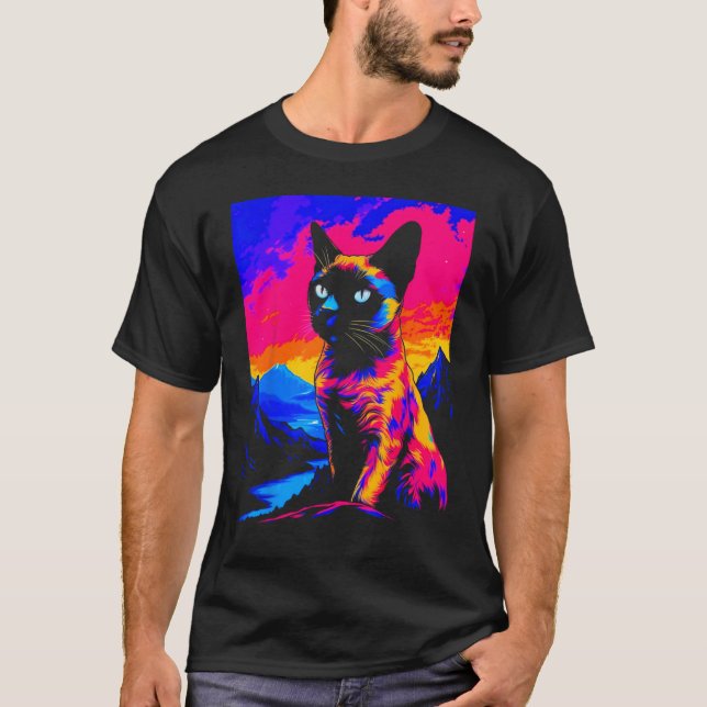 Camiseta Arte pop de gato siamés (Anverso)