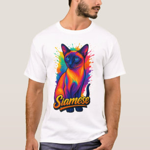 Camiseta Arte pop de gato siamés - Vibrante estilo de calle