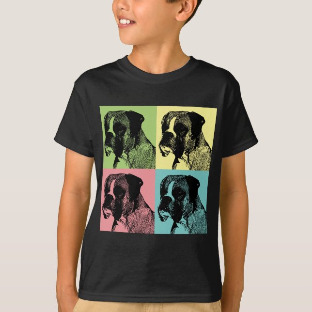 Camiseta Arte pop de la matriz del perro del boxeador (Anverso)