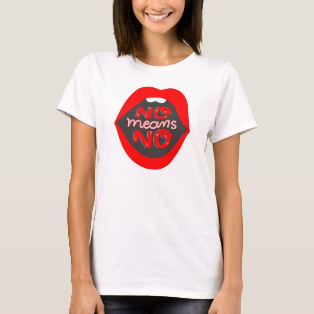 Camiseta arte pop de labios no significa no consentimiento (Anverso)