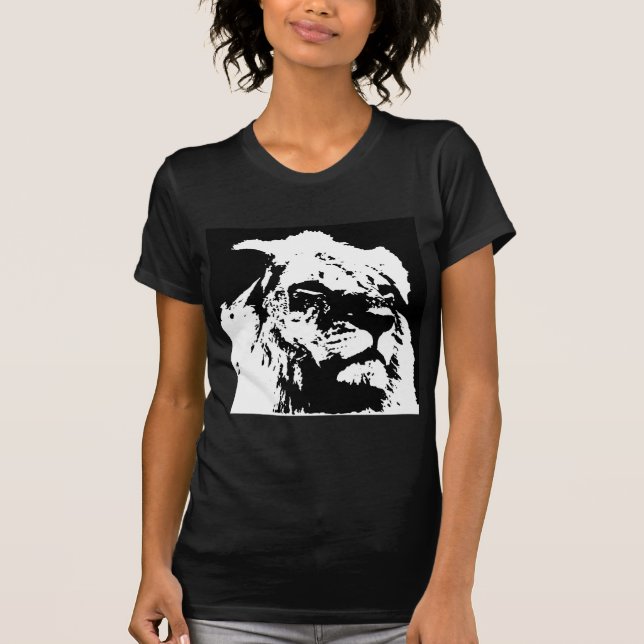 Camiseta Arte pop de león blanco y negro (Anverso)