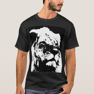 Camiseta Arte pop de león blanco y negro