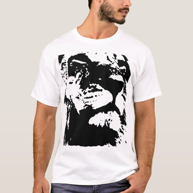 Camiseta Arte pop de león blanco y negro (Anverso)